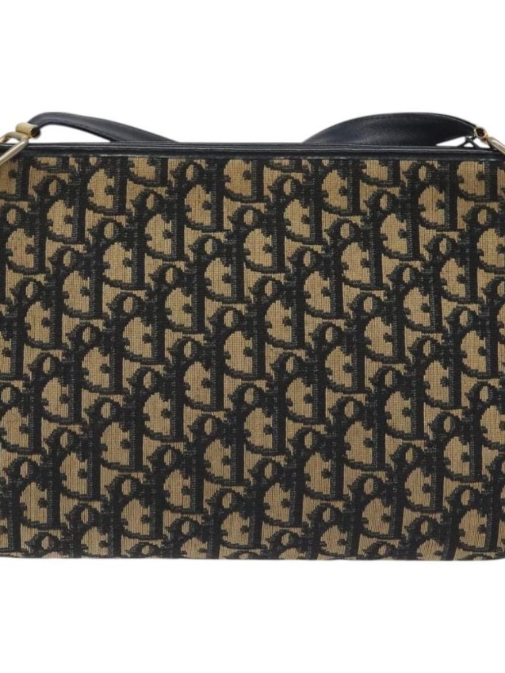 Christian Dior Trotter Canvas Shoulder Bag Navy Gold Auth BA3029 - Picture 3 of 16